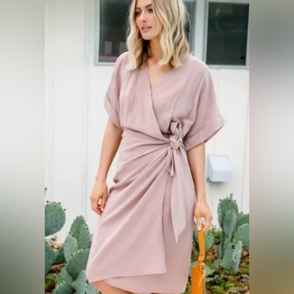 ABLE clothing dusty lilac cady wrap dress.
